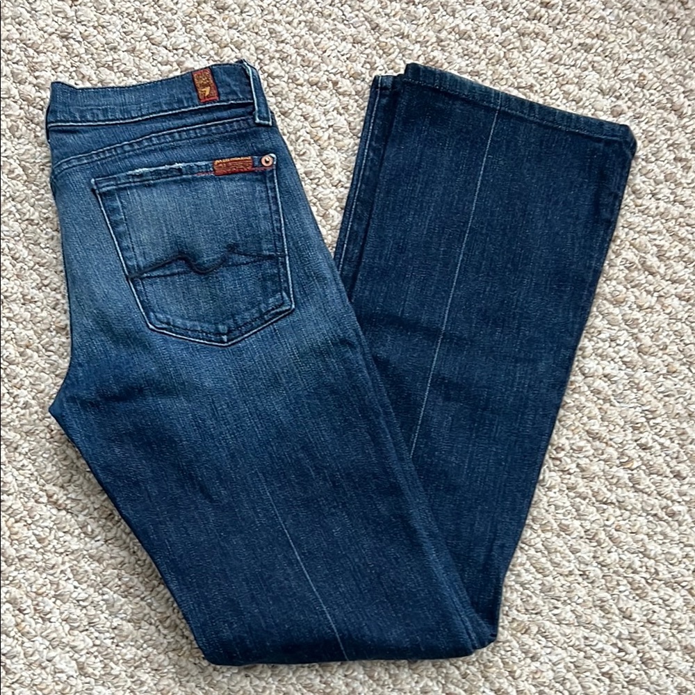 7 For All Mankind Bootcut Leg Jeans with Subtle Whiskering